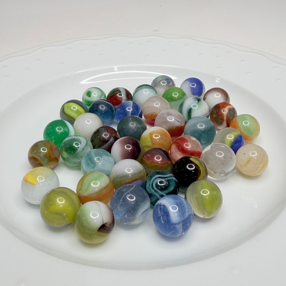 Vintage Marble Lot 40 pcs Akro Agate Peltier Style Swirl Patch Ribbon .58–.65"